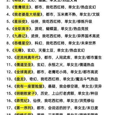 单女主玄幻都市小说Top20