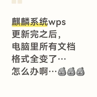 麒麟系统更新后WPS格式错乱
