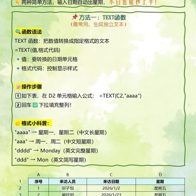 Excel日期转星期的两种方法