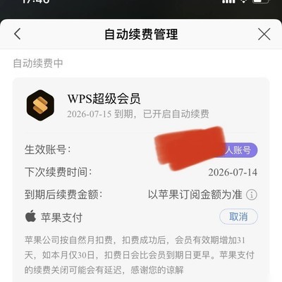 WPS自动续费取消方法