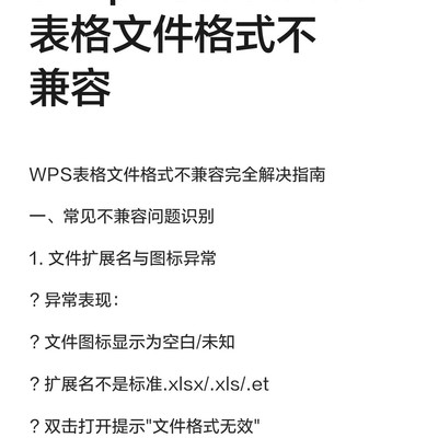 WPS表格格式兼容问题解决
