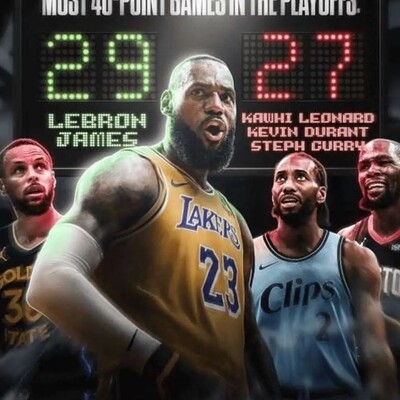 詹姆斯季后赛40+次数超科比