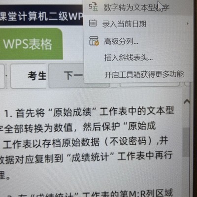 WPS Excel第五套操作要点